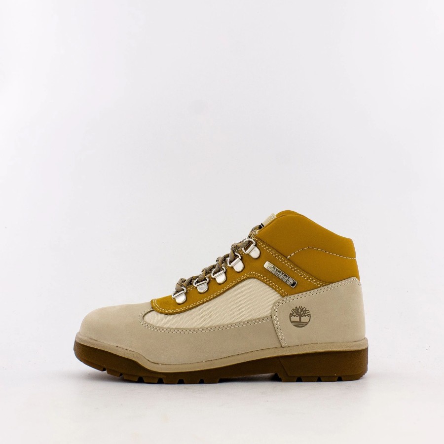 Big Kids | * Timberland Field Mid Hiker Boot (Big Kids) Light Beige Nubuck