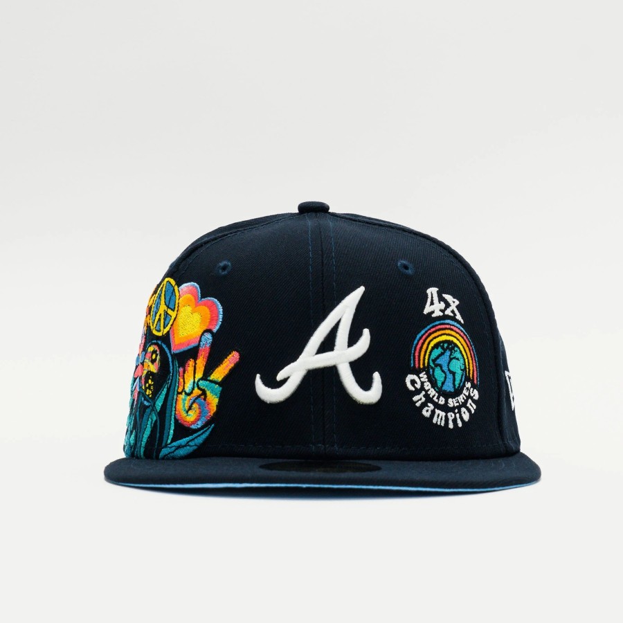 Fitted | * New Era Mlb Atlanta Braves Groovy 59Fifty Fitted Navy Blue