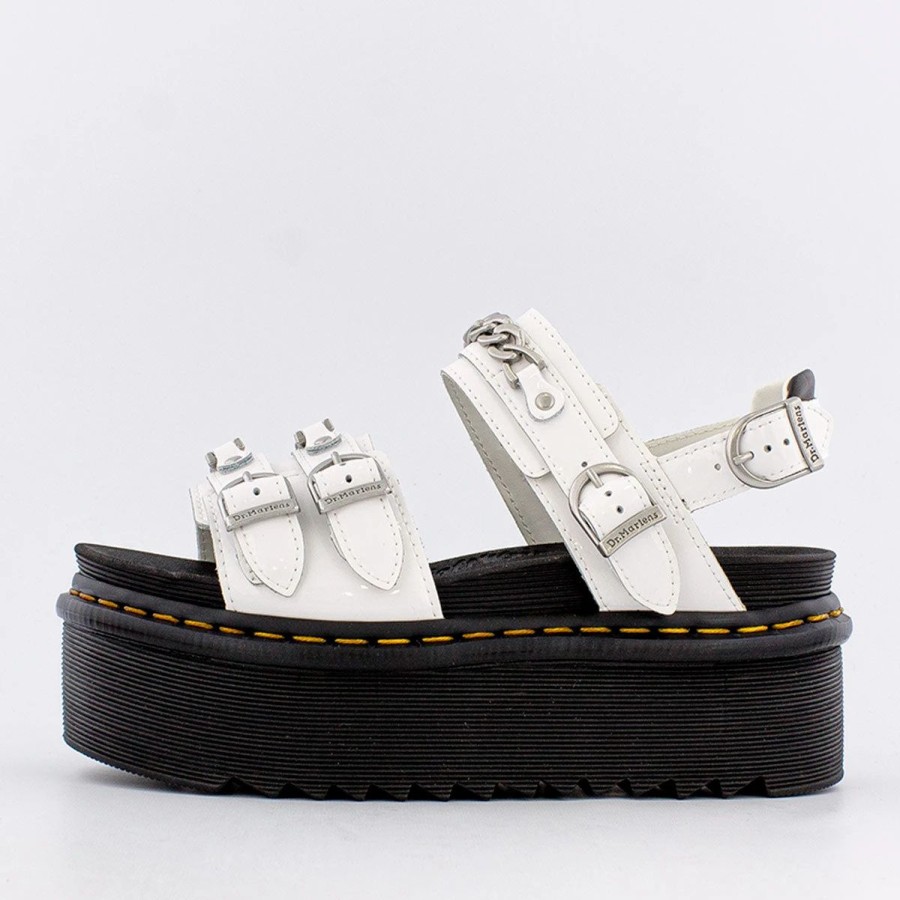 Slides & Sandals | * Dr. Martens Voss Ii Chain Patent Leather Platform Sandals (W) White Patent Lamper