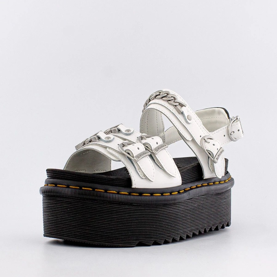 Slides & Sandals | * Dr. Martens Voss Ii Chain Patent Leather Platform Sandals (W) White Patent Lamper