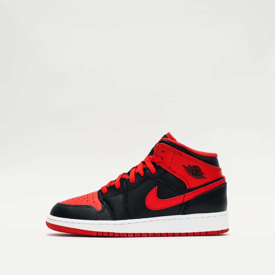 Big Kids | * Jordan 1 Mid (Big Kids) Black/Fire Red- White