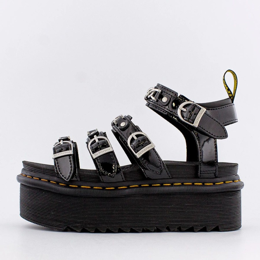 Slides & Sandals | * Dr. Martens Blaire Ii Chain Patent Leather Platform Strap Sandles (W) Black Patent Lamper