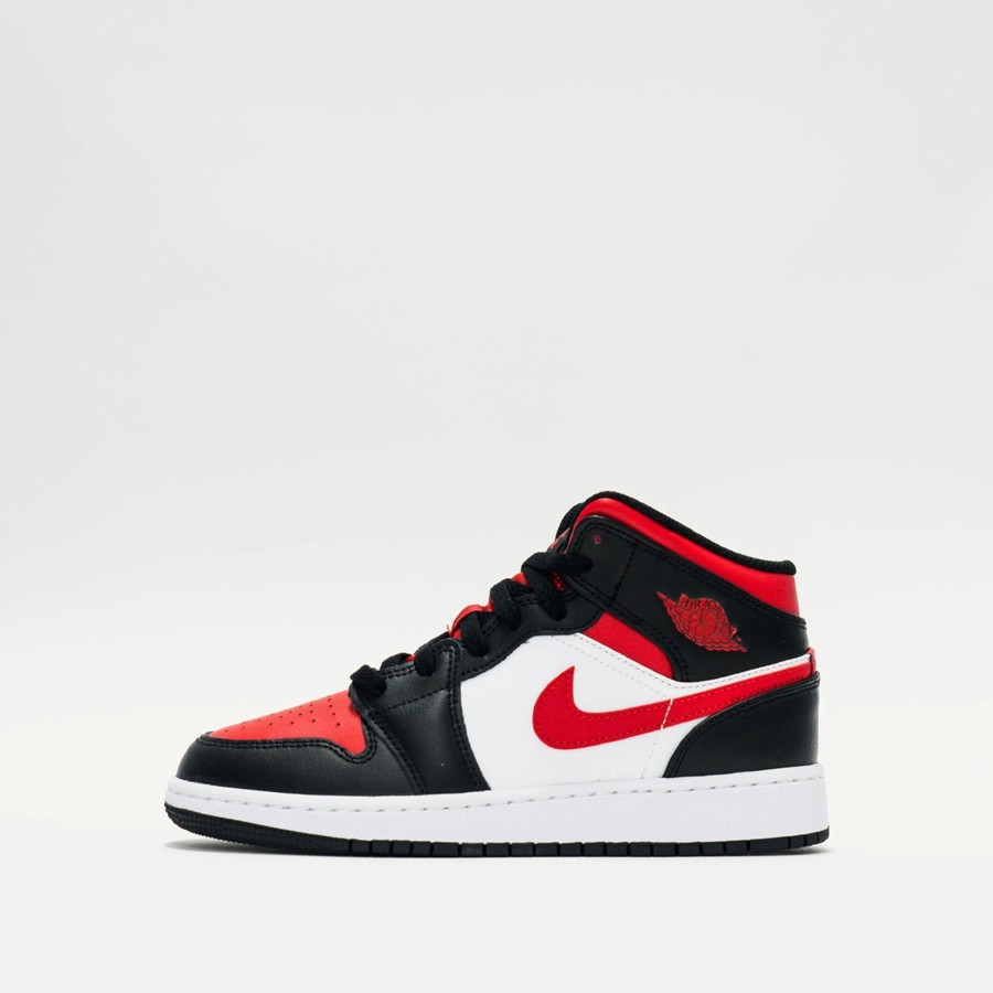 Big Kids | * Jordan Retro 1 Mid (Big Kids) Black/White/Fire Red