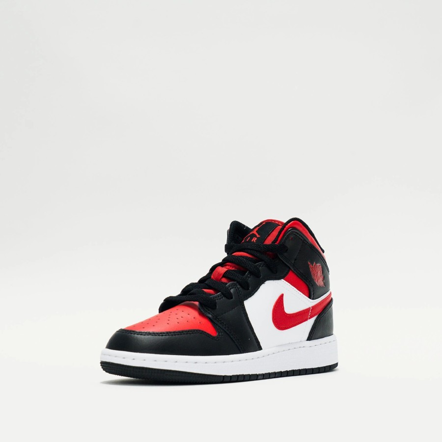 Big Kids | * Jordan Retro 1 Mid (Big Kids) Black/White/Fire Red