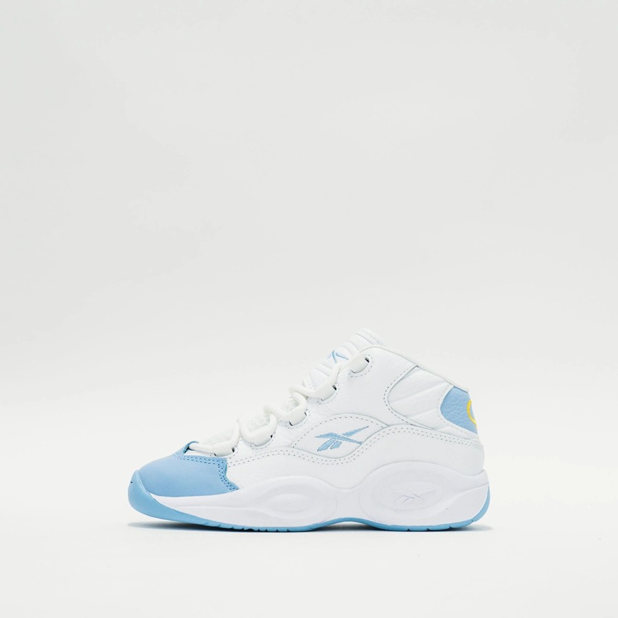 Lil' Kids | * Reebok Question Mid (Lil' Kids) Ftwr White/Fluid Blue/Toxic Yellow