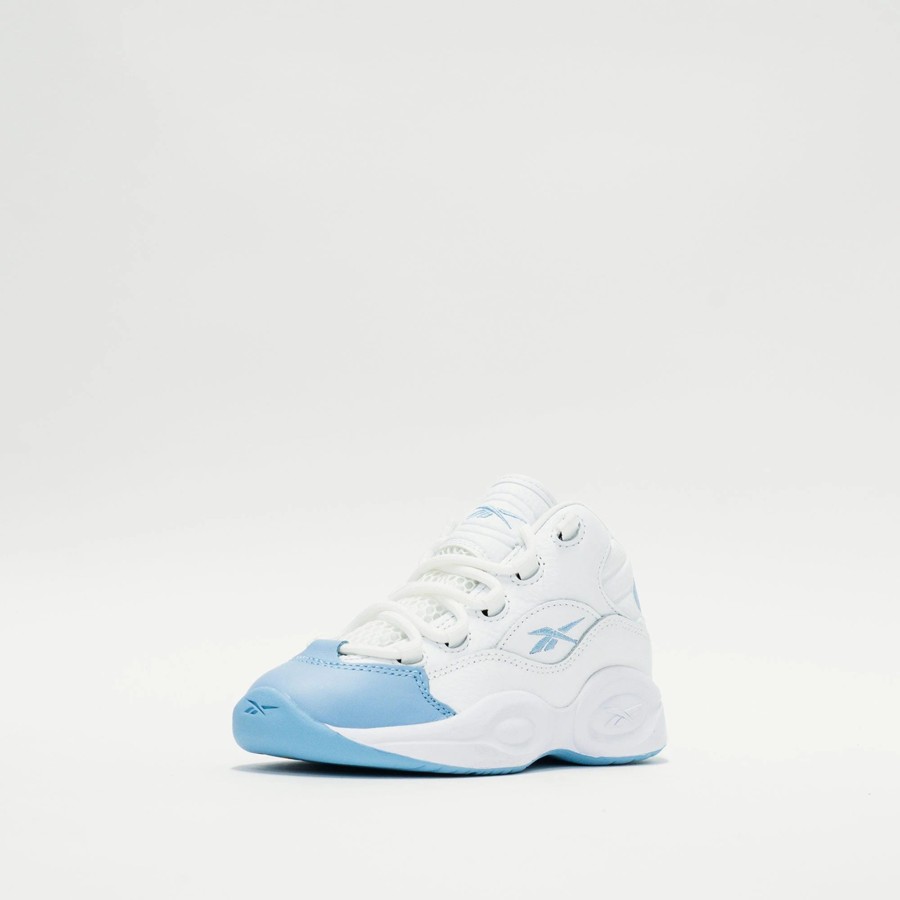 Lil' Kids | * Reebok Question Mid (Lil' Kids) Ftwr White/Fluid Blue/Toxic Yellow