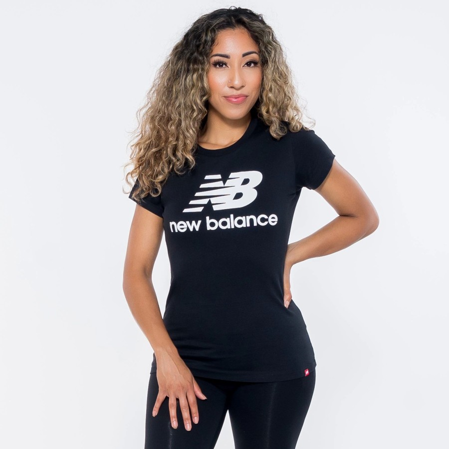 Tops | * New Balance Essential Stacked Logo Tee Black