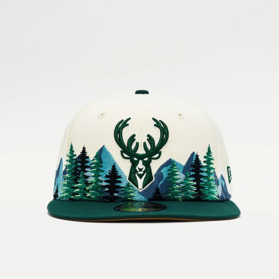 Fitted | * New Era Nba Milwaukee Bucks Outdoor 59Fifty Fitted Off White/Green