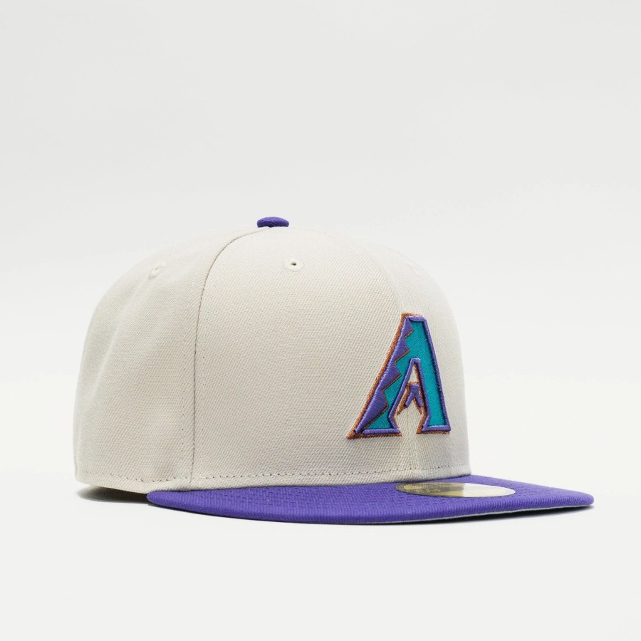 Fitted | * New Era Mlb Arizona Diamondbacks Varsity Letter 59Fifty Fitted Oatmeal/Purple