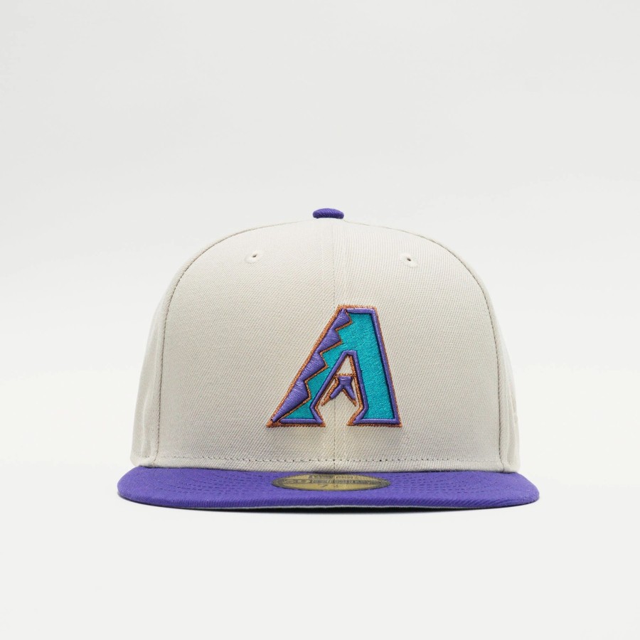 Fitted | * New Era Mlb Arizona Diamondbacks Varsity Letter 59Fifty Fitted Oatmeal/Purple